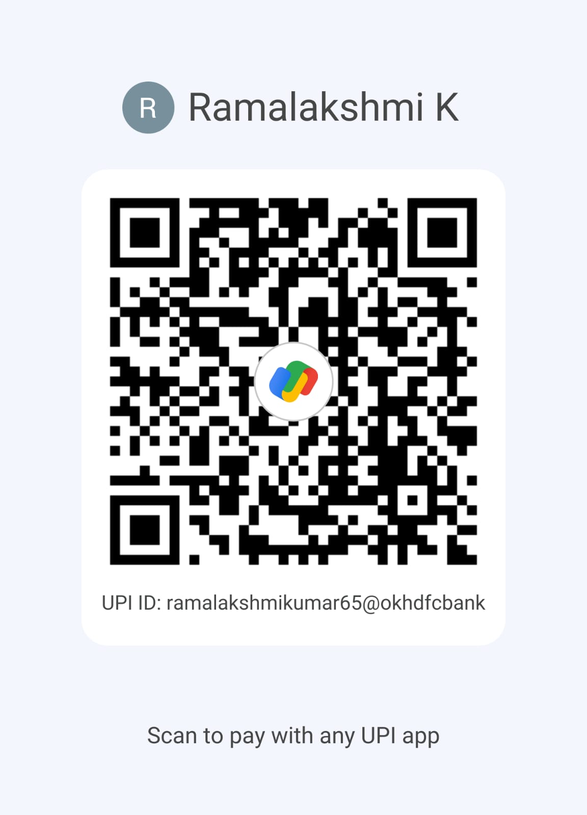 UPI QR Code — Ramalakshmi K